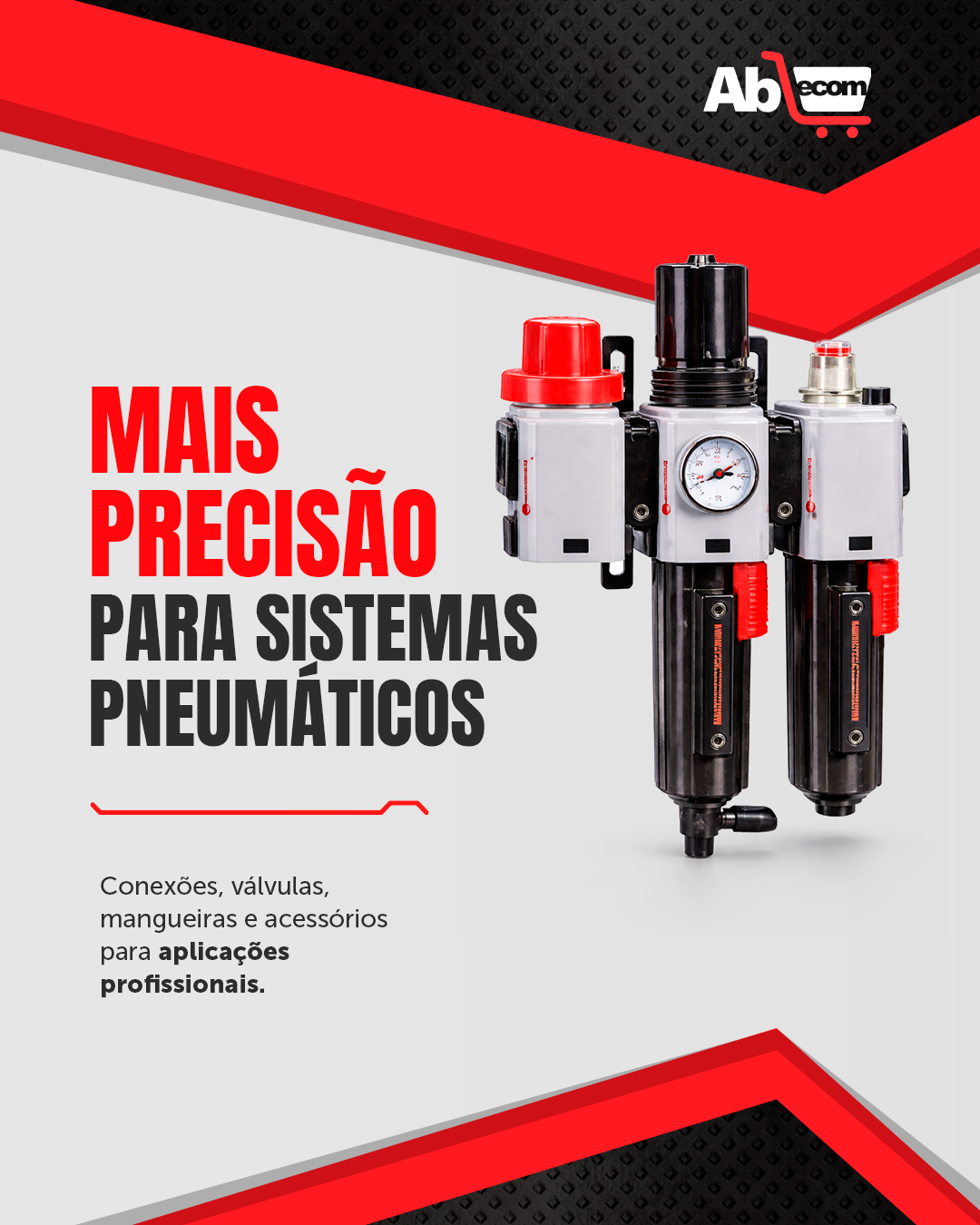Mais precisão para sistemas pneumáticos — conexões, válvulas, mangueiras e acessórios